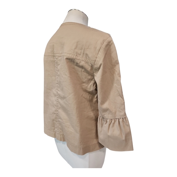 Ann Taylor Tan Button Front Ruffle Sleeve Jacket Size Small - Picture 3 of 8